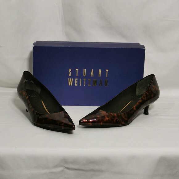 Patent Leather Leopard Print Kitten Heels Size 6 1/2 EUC #38 - Picture 1 of 8